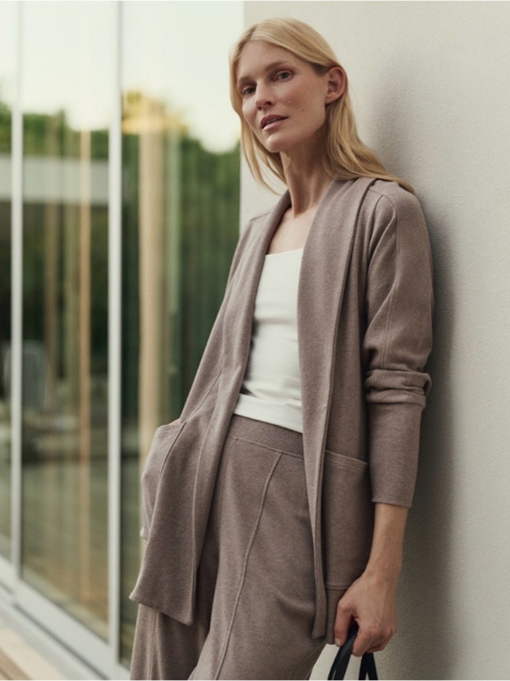 Pact Women's Airplane Set Open-Front Pocket Cardigan and pants- organic cotton